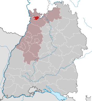 Karte der Rhein-Neckar Region mit dem Raum Heidelberg in Rot hervorgehoben